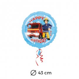 Balão Happy Birthday Sam o Bombeiro 43 cm