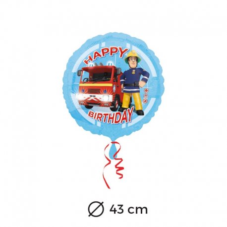 Balão Happy Birthday Sam o Bombeiro 43 cm