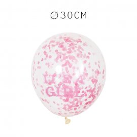 6 Balões de Confete It's a Girl 30 cm