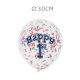 6 Balões de Confete Primeiro Ano Menino 30 cm