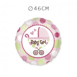 Balões Baby Shower Menina com Carrinho 46 cm