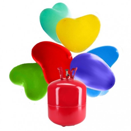Botijão de Hélio Maxi com 50 Balões Coração