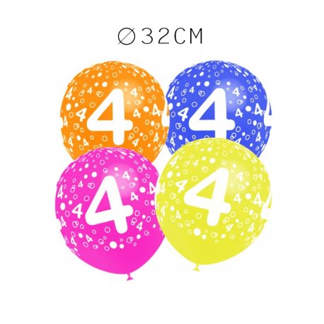 Balões Número 4 Redondos 32 cm