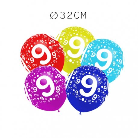 Balões Número 9 Redondos 32 cm