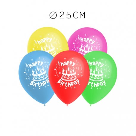 Balões Happy Birthday Pack Redondos 25 cm