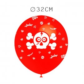 Balões Caveira Pirata Redondos 32 cm
