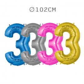 Balão Número 3 Foil 102 cm