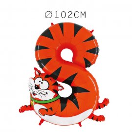 Balão Número 8 Tigre Foil 102 cm Balão Número 8 Tigre Foil 102 cm
