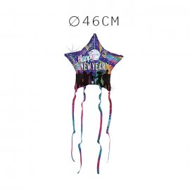 Balão Happy New Year Foil Estrela 46 cm Balão Happy New Year Foil Estrela 46 cm