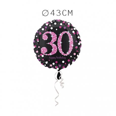 Balão Foil 30 Anos Elegante Pink 43 cm