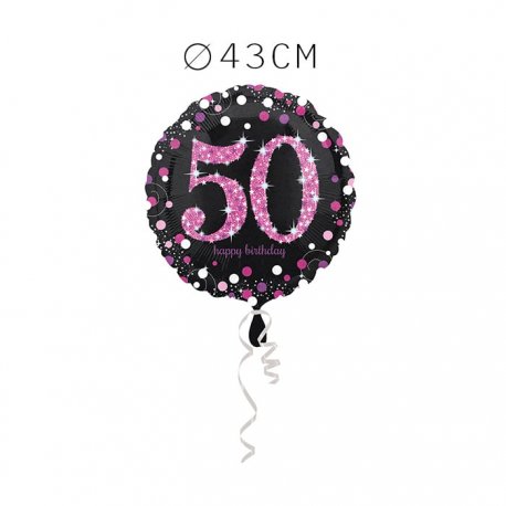 Balão Foil 50 Anos Elegante Pink 43 cm