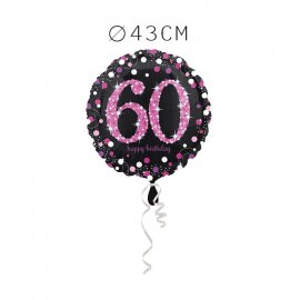 Balão Foil 60 Anos Elegante Pink 43 cm