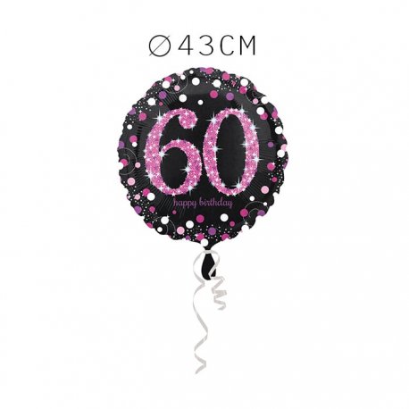 Balão Foil 60 Anos Elegante Pink 43 cm