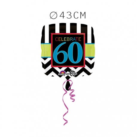 Balão Foil 60 Anos Chevron 43 cm