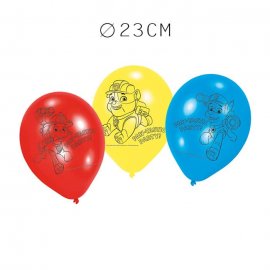 6 Balões Patrulha Canina Látex 23 cm