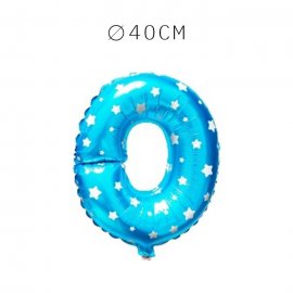 Balão Letra O Foil Azul com Estrelas 40 cm