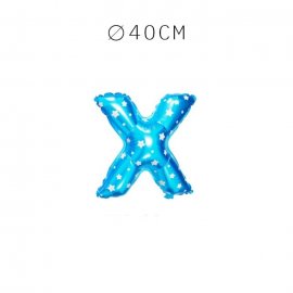 Balão Letra X Foil Azul com Estrelas 40 cm