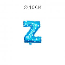 Balão Letra Z Foil Azul com Estrelas 40 cm