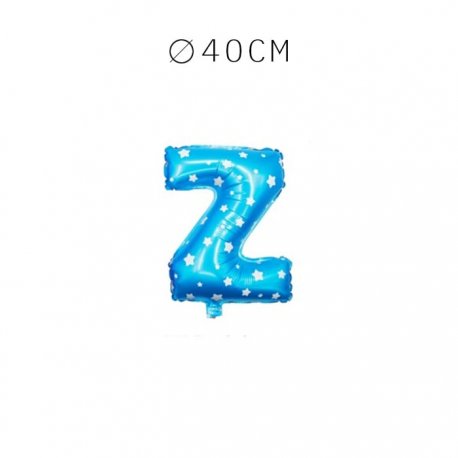 Balão Letra Z Foil Azul com Estrelas 40 cm