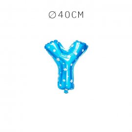 Balão Letra Y Foil Azul com Estrelas 40 cm